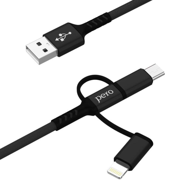 Кабель Pero USB A - USB Type-C - micro USB - Lightning 1 м  (4603768350729)