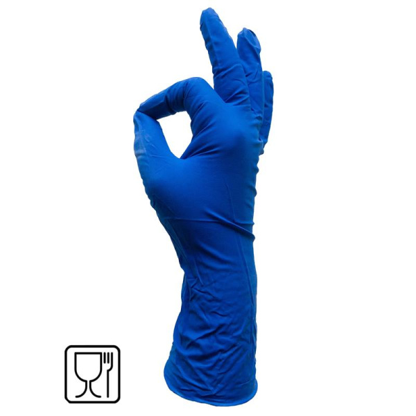 Перчатки одноразовые латексные неопудренные синие (размер M, 50 штук/25  пар в упаковке)
