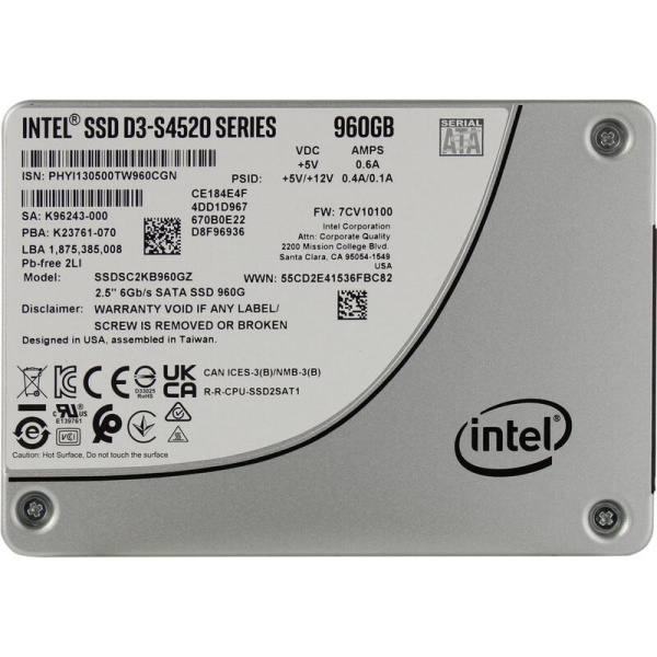 SSD накопитель Intel DC D3-S4520 960 ГБ (SSDSC2KB960GZ01)