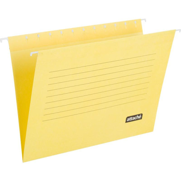 Подвесная папка Attache А4 до 200 листов желтая (5 штук в упаковке)