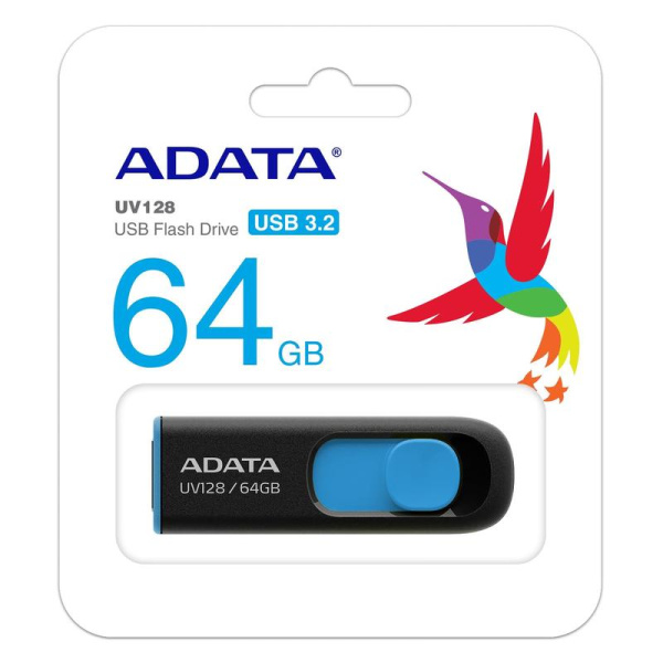 Флеш-память USB 3.2 64 ГБ A-DATA UV128 (AUV128-64G-RBE)