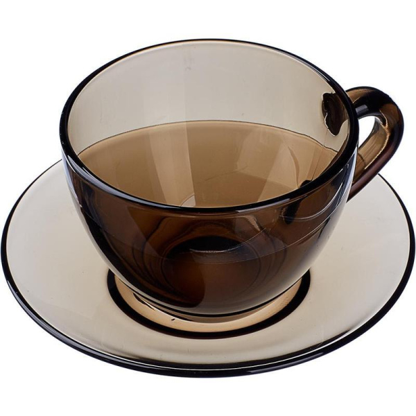 Сервиз чайный Attribute Симпли Эклипс (J1261) на 6 персон стекло(6 чашек 220 мл, 6 блюдец)