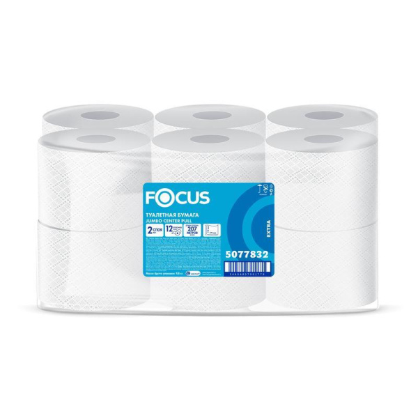 Бумага туалетная в рулонах Focus Jumbo Premium 2-слойная 12 рулонов по  207 метров (артикул производителя 5077832)