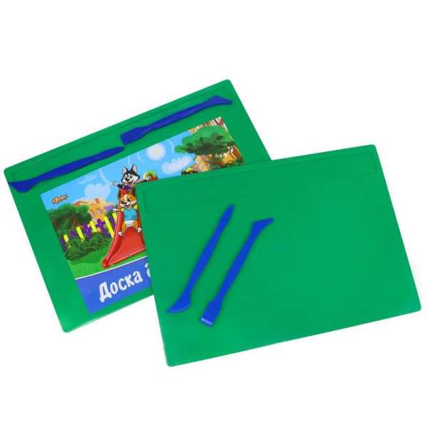 Доска для лепки №1 School Шустрики А4 с двумя стеками зеленая