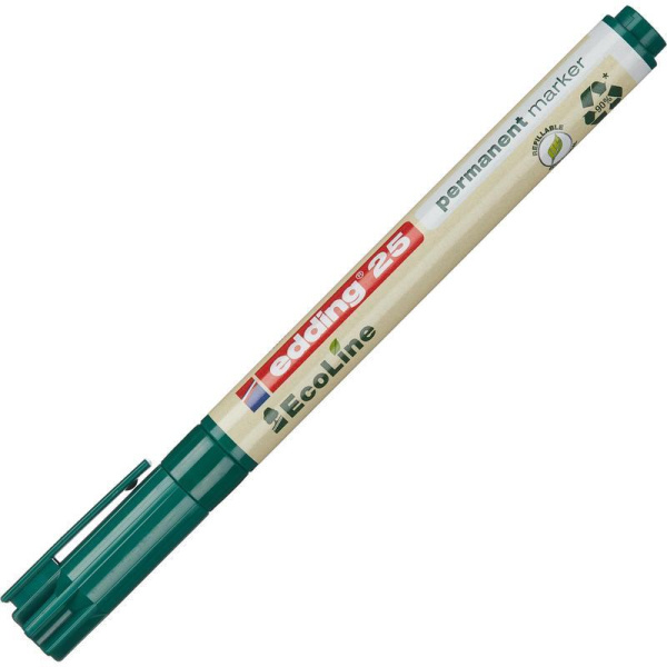 Маркер перманентный Edding EcoLine 25/4 зеленый (толщина линии 1 мм) круглый наконечник