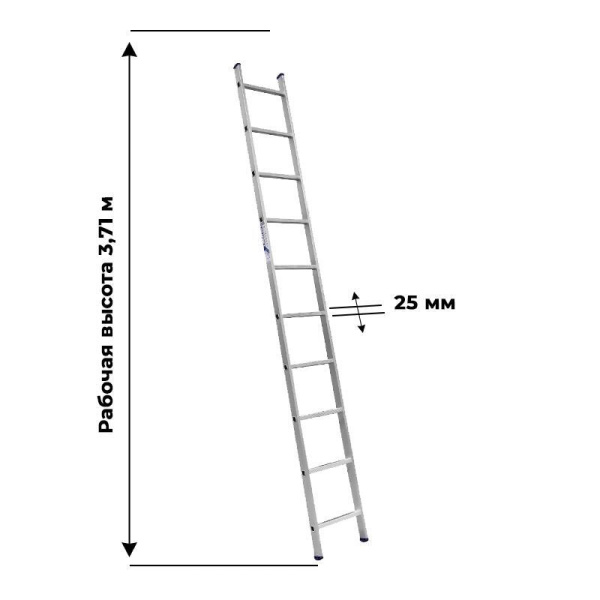 Лестница приставная Алюмет алюминиевая односекционная 10 ступеней (5110)