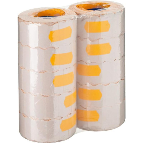Этикет-лента волна оранжевая 22х12 мм эконом (10 рулонов по 1000 этикеток)