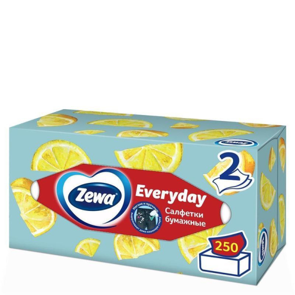 Салфетки косметические Zewa Everyday 2-слойные (250 штук в упаковке)