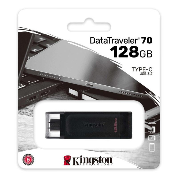 Флеш-память USB 3.2 Gen1 128 Гб Kingston DataTraveler 70  (DT70/128GB)