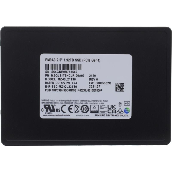 SSD накопитель Samsung PM9A3 1.92 ТБ (MZQL21T9HCJR-00A07)