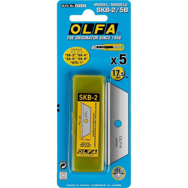 Лезвия сменные для канцелярских ножей Olfa OL-SKB-2/5B 17.5 мм (5 штук в  упаковке)