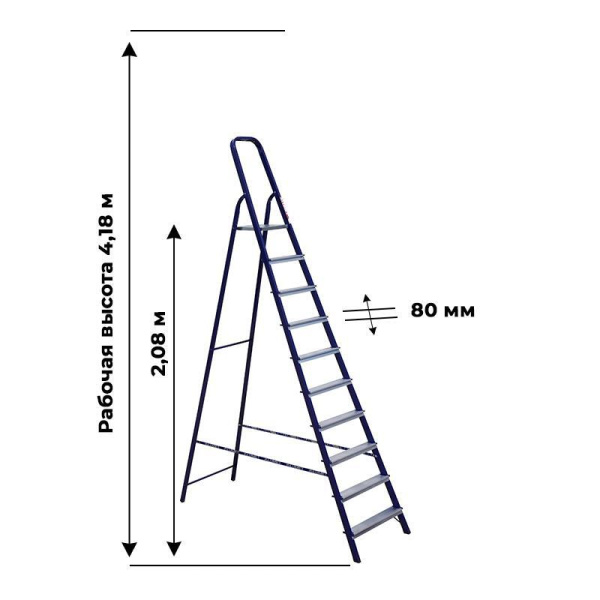 Стремянка стальная/алюминиевая 10 ступеней Алюмет М8410