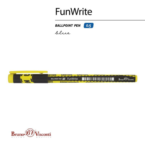 Ручка шариковая неавтоматическая Bruno Visconti FunWrite KeepAway  Caution синяя (толщина линии 0.38 мм)