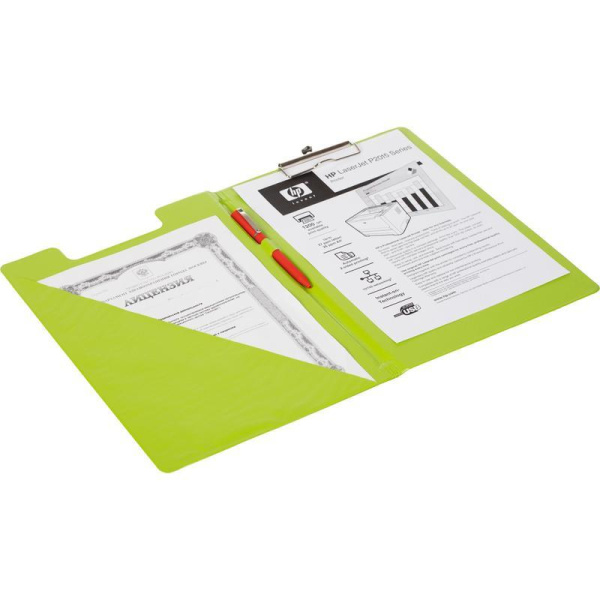 Папка-планшет с зажимом Attache Bright colours A4 салатовая с выдвижным подвесом