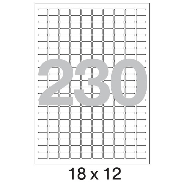 Этикетки самоклеящиеся ProMega Label белые 18х12 мм (230 штук на листе А4, 100 листов в упаковке)