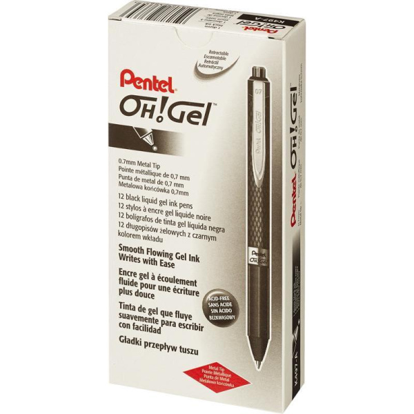 Ручка гелевая автоматическая Pentel OhGel черная (толщина линии 0,3 мм)