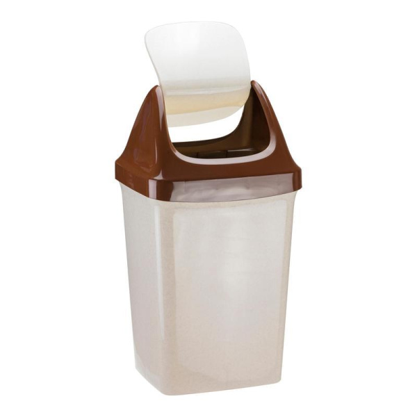 Ведро для мусора с крышкой-вертушкой Свинг 25 л пластик  бежевое/коричневое (32x28x58.2 см)