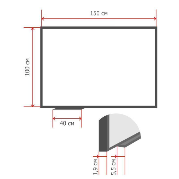 Доска магнитно-маркерная 1-элементная 100х150 см, металлический профиль