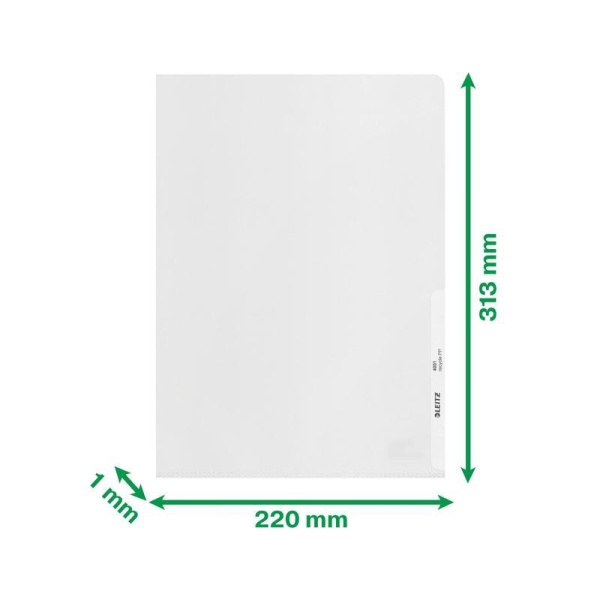 Папка-уголок Leitz Re:Cycle A4 пластиковая 140 мкм прозрачная бесцветная (100 штук в упаковке)