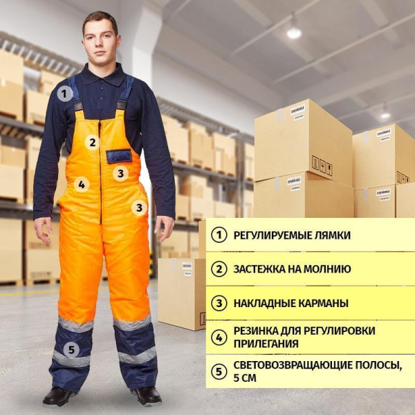 Костюм рабочий зимний мужской Спектр-2-КПК с СОП куртка и полукомбинезон  (размер 48-50, рост 170-176)