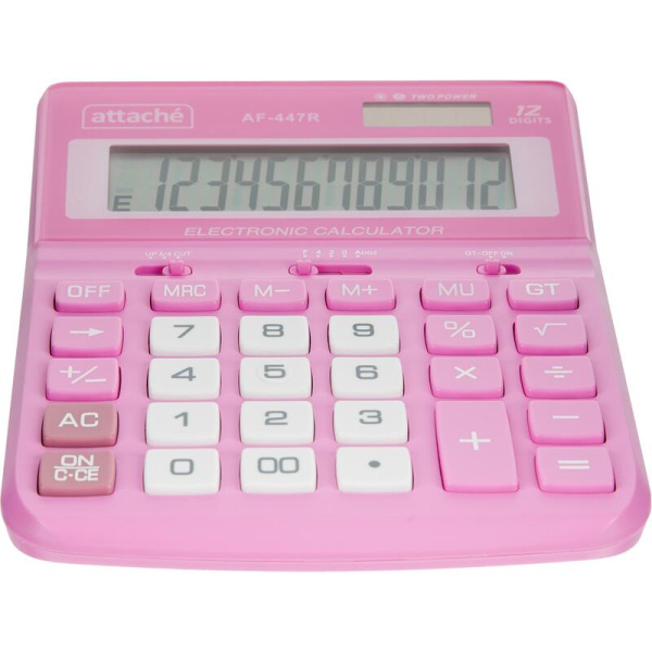 Калькулятор настольный Attache AF-447R 12-разрядный розовый/белый  198x153x42 мм