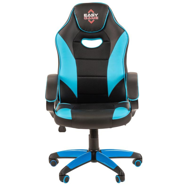 Кресло игровое Easy Game 690 TPU синее/черное (экокожа/ткань, пластик)