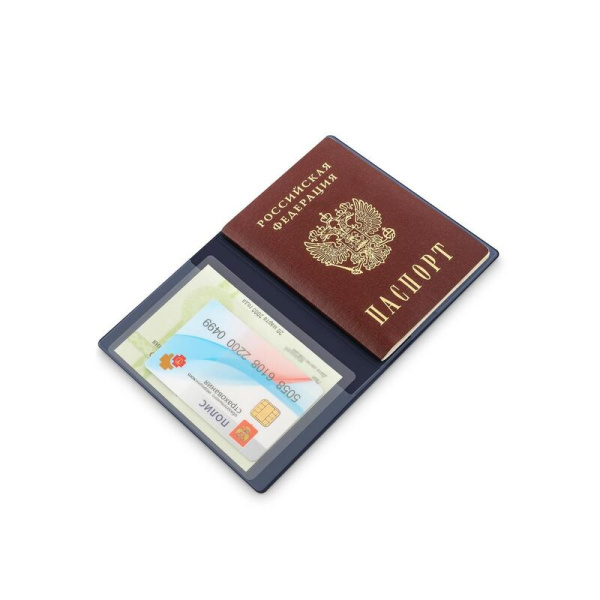 Обложка для паспорта из экокожи темно-синего цвета (KOP-05)