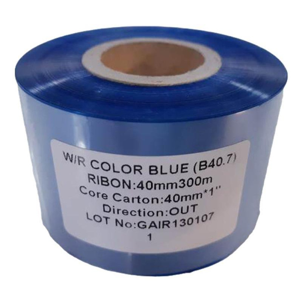 Риббон Wax/Resin Premium textile blue 40 мм х 300 м OUT (диаметр втулки  25.4 мм)