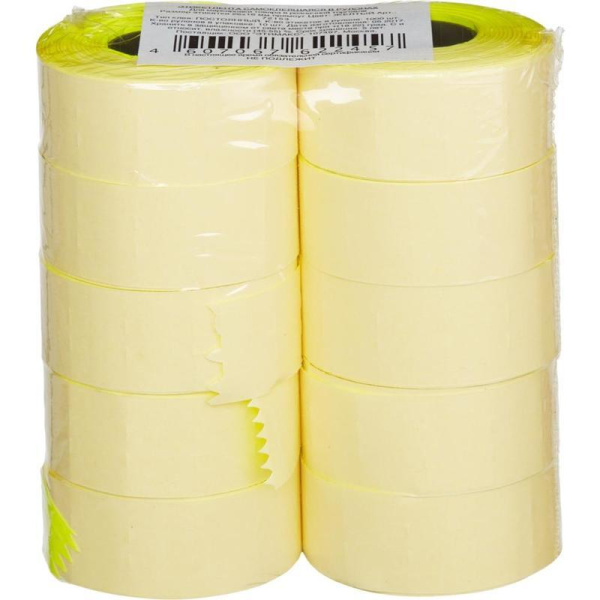 Этикет-лента прямоугольная желтая 26х16 мм (10 рулонов по 1000 этикеток)