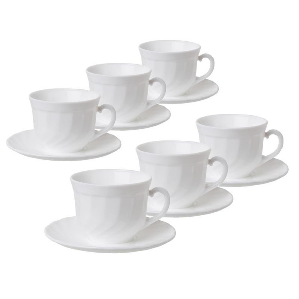 Сервиз чайный Luminarc Трианон (E8845) на 6 персон стекло (6 чашек 220 мл, 6 блюдец 14 см)