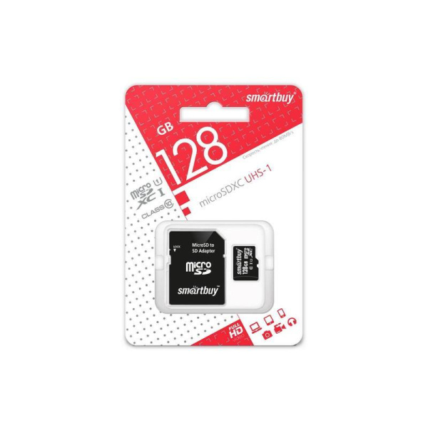 Карта памяти 128 ГБ microSDXC SmartBuy SB128GBSDCL10-01 Class 10