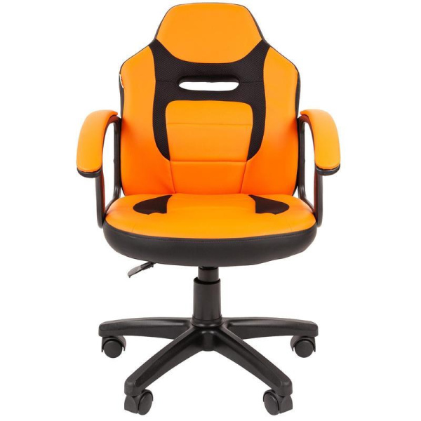 Кресло детское Chairman Kids 110 оранжевое/черное (экокожа/ткань, пластик)